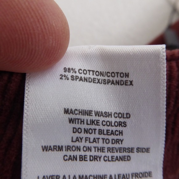 VIGOSS Frankie Straight Corduroy Carpenter Pants Burgundy Red Women's Size 32 - Picture 10 of 11